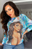 Girl Printed Batwing Top